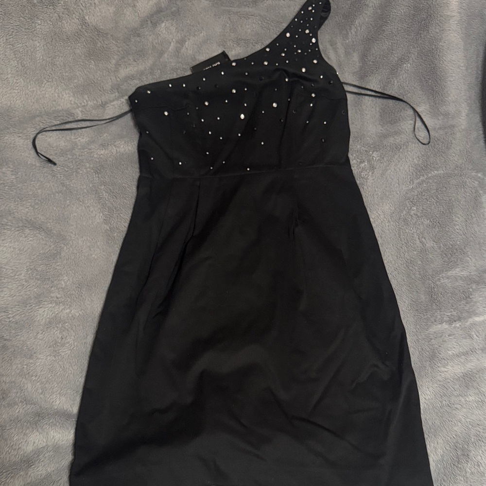 Express Black One-Shoulder Mini Dress
